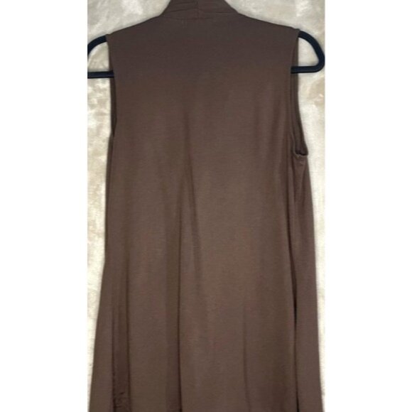 Liz Claiborne Brown Sleeveless Waterfall Open Front Cardigan Vest Women’s Size M - Picture 10 of 12